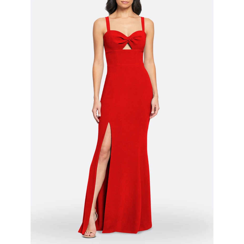 Nwot Dress The Population Brooke Twisted Front Hi Slit Gown, Medium